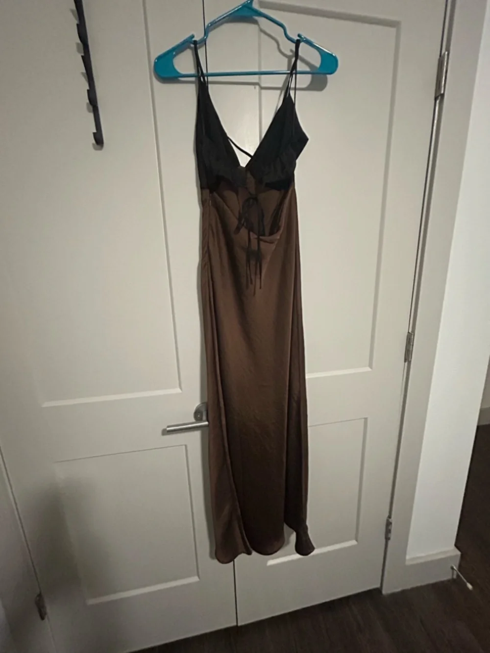 Abercrombie & Fitch Brown Maxi Slip Dress with Black Bodice